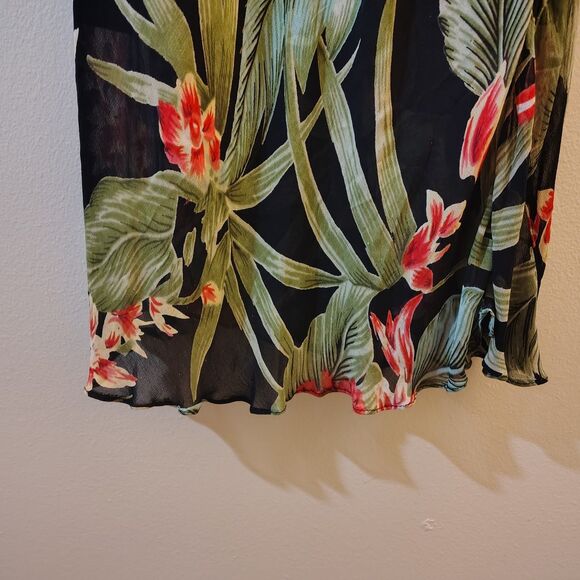 Lola P Black Floral Y2K Beaded Long Length size small ruffle bottom - Picture 7 of 10